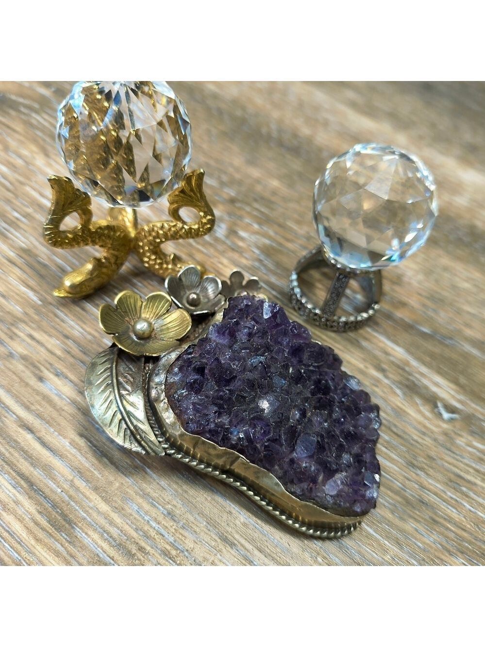 Swarovski Amethyst Crystal Silver Steel Fish Stand - Picture 4 of 5
